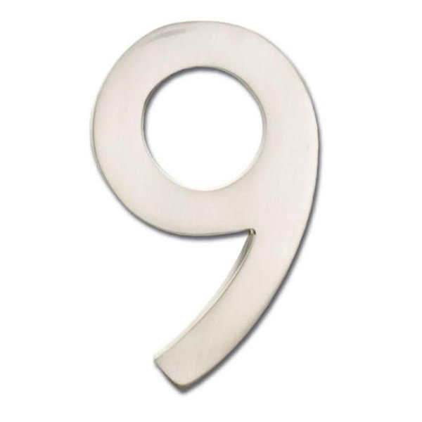 Perfectpatio Solid Cast Brass 5 in. Satin Nickel Floating House Number 9 PE165802